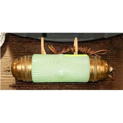 VINTAGE BRASS AND GREEN GLASS BED LAMP