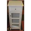 Image 1 : WHITE VANITY CABINET, GLASS FRONT WITH DRAWER & 2