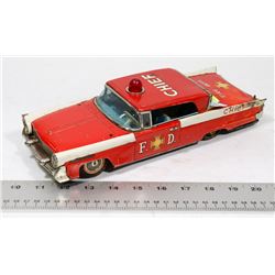 LINCOLN CONTINENTAL FIRE DEPT CHIEFS TIN TOY CAR