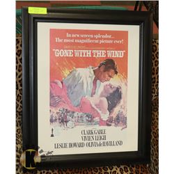 FRAMED GONE WITH THE WIND MOVIE POSTER.