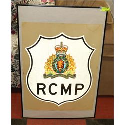 VINTAGE 1950'S RCMP SIDE DOOR DECAL FRAMED