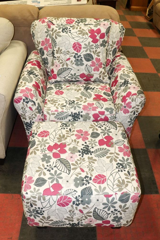 NEW FLORAL CHAIR WITH OTTOMAN Kastner Auctions new-floral-chair-with-ottoman-kastner-auctions
