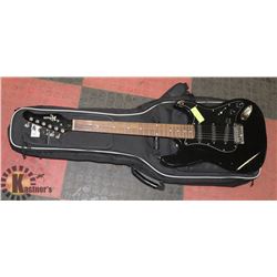 ROBSOM GUITAR ELECTRIC BLACK WITH SOFT CASE.