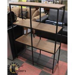 WOOD & METAL BOOK SHELF, 39.5"X14.5"X53.5".
