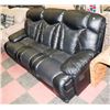 Image 1 : PERFORATED BLACK LEATHERETTE RECLINING 84" SOFA