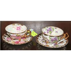 ORNATE TRI-FOOTED FINE BONE CHINA TEA CUP SETS