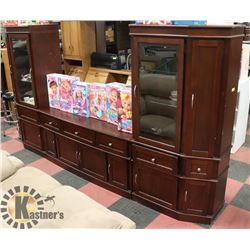 3PC LIVING ROOM GLASS DOOR AND WOOD CABINETS,