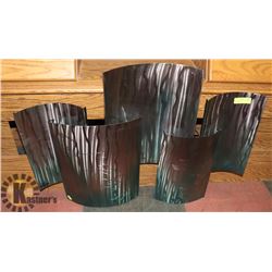 METAL WALL ART - 5 TURQUOISE & SILVER PANELS.