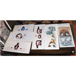 LOT OF 6 NATIVE ART PICTURES UNFRAMED