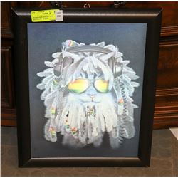 FRAMED BOB MARLEY CAT HOLOGRAM - 12 X 10.