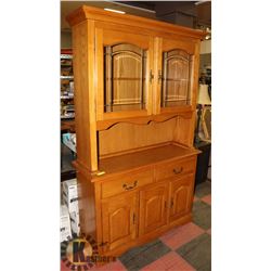 WOOD & GLASS BUFFET & HUTCH, 49"X17.5"X80".