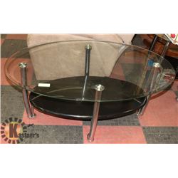 GLASS TOP COFFEE TABLE (46"X28"X20").