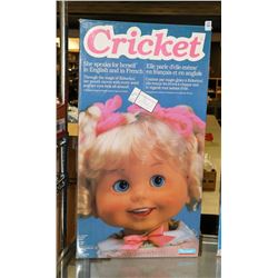 25" CRICKET DOLL IN ORIGINAL BOX - SPEAKS IN