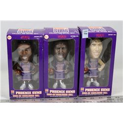LOT OF 3 PHOENIX SUNS BOBBLE HEADS