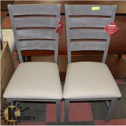 PAIR OF NEW DINING SIDE CHAIRS, GREY FINISH,