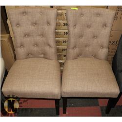 PAIR OF NEW BEIGE SIDE CHAIRS, ANTIQUE BLACK
