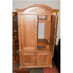 2PC PINE ENTERTAINMENT UNIT WITH POCKET DOORS &