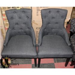 PAIR OF NEW GREY ARM CHAIRS, ANTIQUE BLACK FINISH,