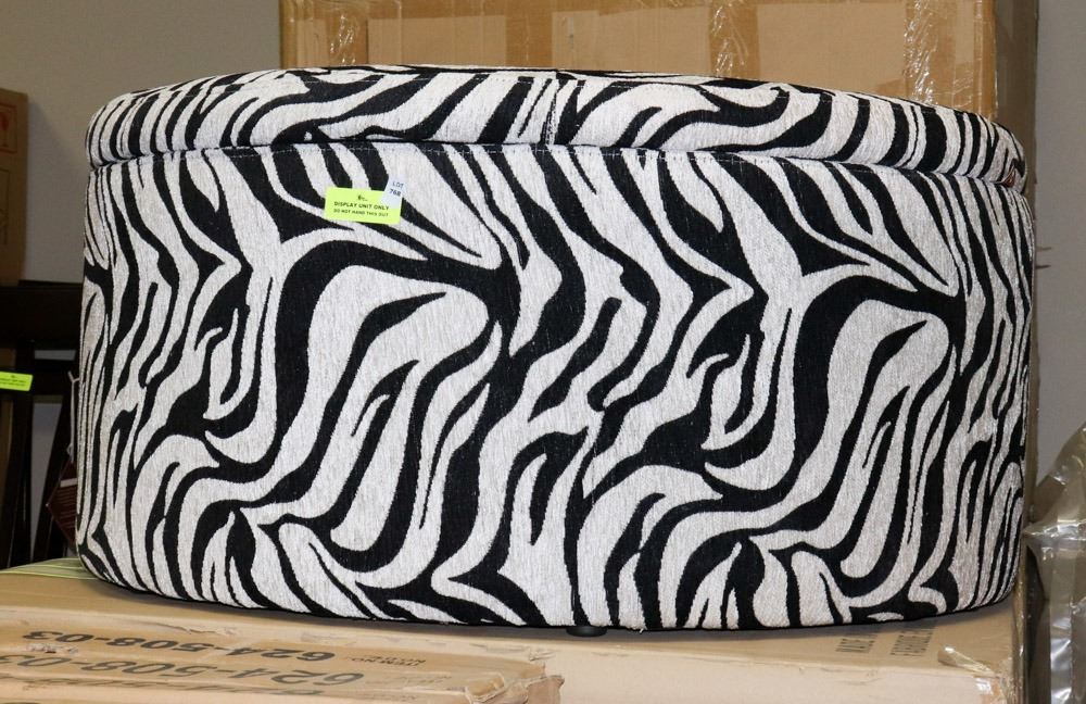 NEW ZEBRA PATTERN STORAGE OTTOMAN