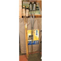 2 SETS OF 2 CITRONELLA STANDING TORCHES.