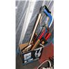 Image 1 : LOT OF TOOLS INCL HEDGE TRIMMER, 3 BOW SAWS, 2