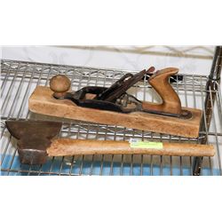 VINTAGE HATCHET AND WOOD PLANER