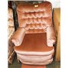 Image 1 : UPHOLSTERED PINK/ROSE SWIVEL ROCKER CHAIR.