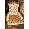 Image 1 : UPHOLSTERED BEIGE SWIVEL CHAIR WITH ROSE, CREAM &