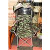 Image 1 : CAMO LAWN CHAIR WITH TOP UMBRELLA.