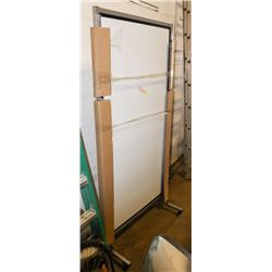 STORE DISPLAY WHITE BOARD N CASTORS 6FT X 40"NEW