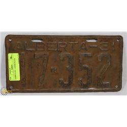 ALBERTA 1931 LICENSE PLATE