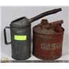 Image 1 : LOT OF 2 VINTAGE CANS INCL GALVANIZED 2 QUART
