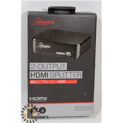 NEW ROCKETFISH 4K ULTRA HD 2 OUTPUT HDMI SPLITTER