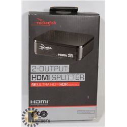 NEW ROCKETFISH 4K ULTRA HD 2 OUTPUT HDMI SPLITTER