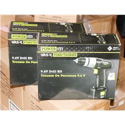 CASE OF 2 POWER IT 9.6 VOLT CORDLESS DRILLS