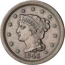 [L#1726] 1843 L1C N-16 R4 VF30. Mature Head.