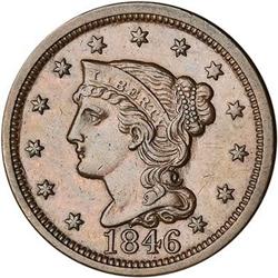 [L#1766] 1846 L1C N-16 R5 EF40. Tall Date.