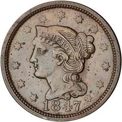 [L#1783] 1847 L1C N-12 R3+ EF40. Repunched 8.