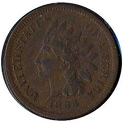 [L#3011] LOT OF 2 COINS: 1909 AND 1864 1c INDIAN HEAD