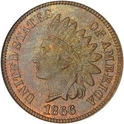 [L#3012] 1866 1c NGC MS66 Brown.