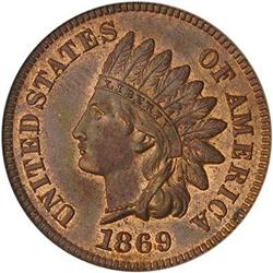 [L#3015] 1869 1c NGC MS65 Red and Brown.