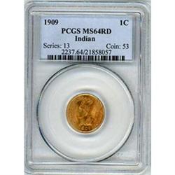 [L#3041] 1909 Indian 1c NGC MS65 Red