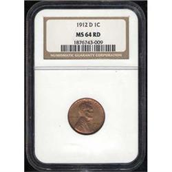 [L#3065] 1912-D 1c NGC MS64 Red