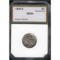 [L#3284] 1928-S 5C ms64 lamination flake