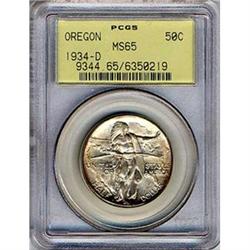 [L#4093] 1934-D Oregon 50c PCGS MS65