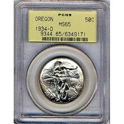 [L#4096] 1934-D Oregon 50c PCGS MS65