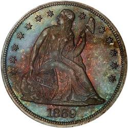 [L#4215] 1869 $1 PCGS PF65 gorgeous toning