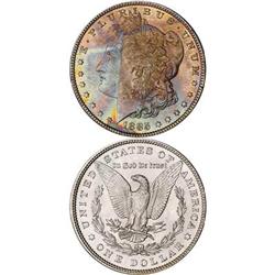[L#4370] Two 1885 $1 PCGS MS64 & MS63 colorful toning