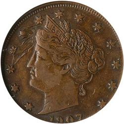 [L#4555] 1907 5c Struck on 1C Planchet ANACS Net VF20