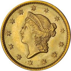 [L#5013] 1849 Open Wreath G$1 NGC MS64